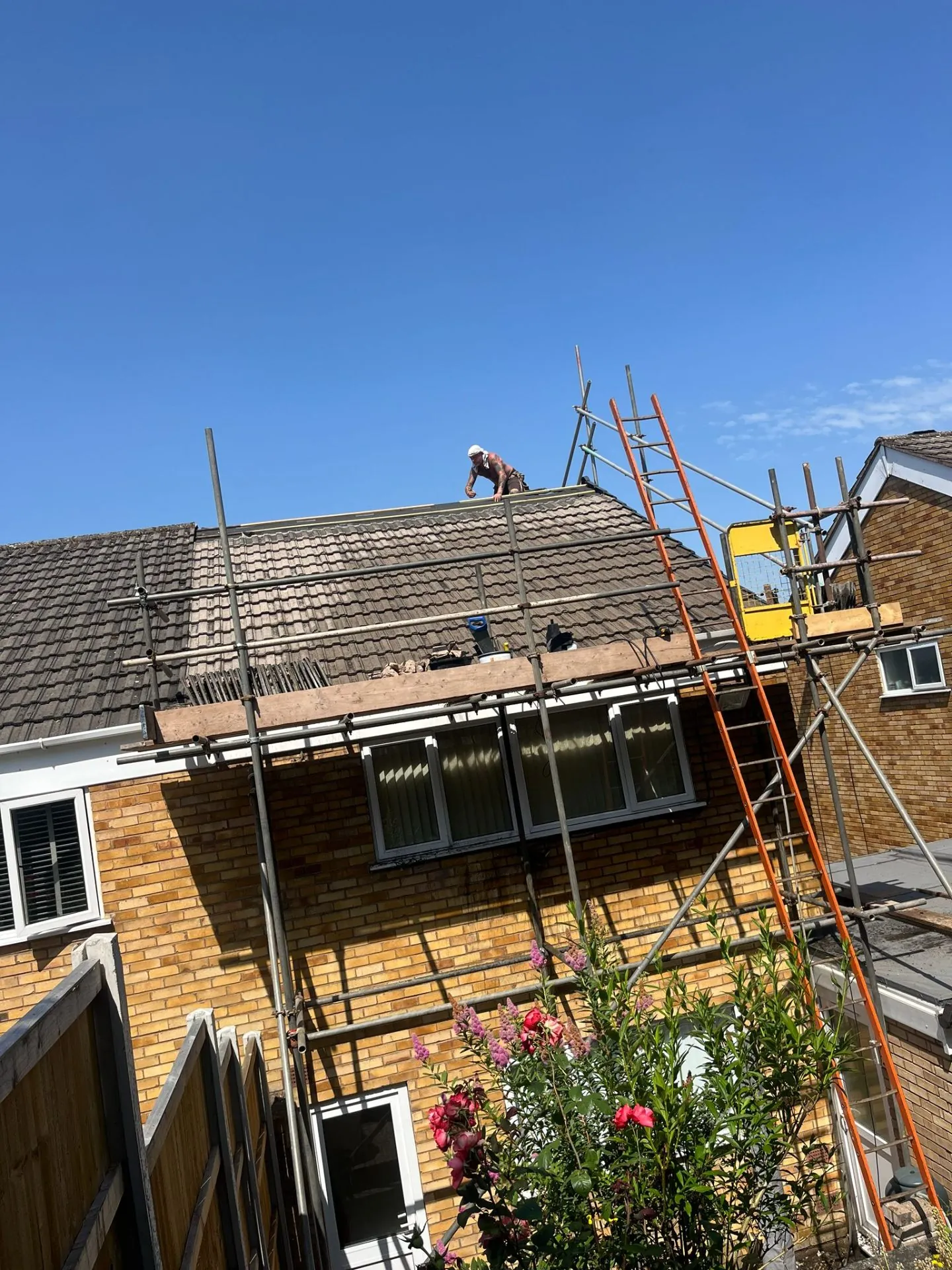 New tiled roof close-up