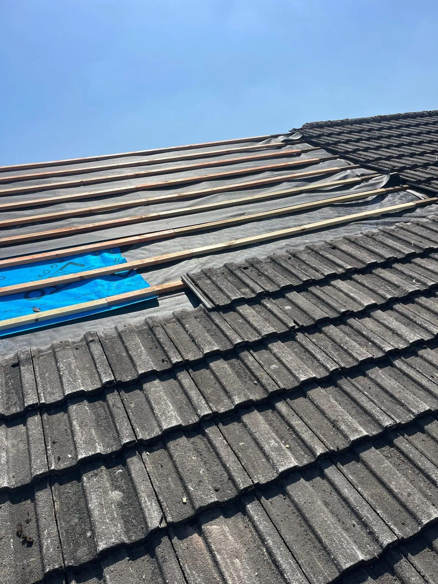 Ridge and flashings on a finished roof